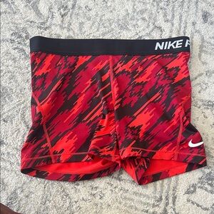Nike Pro Red and Black Patterned Dri-FIT Shorts
